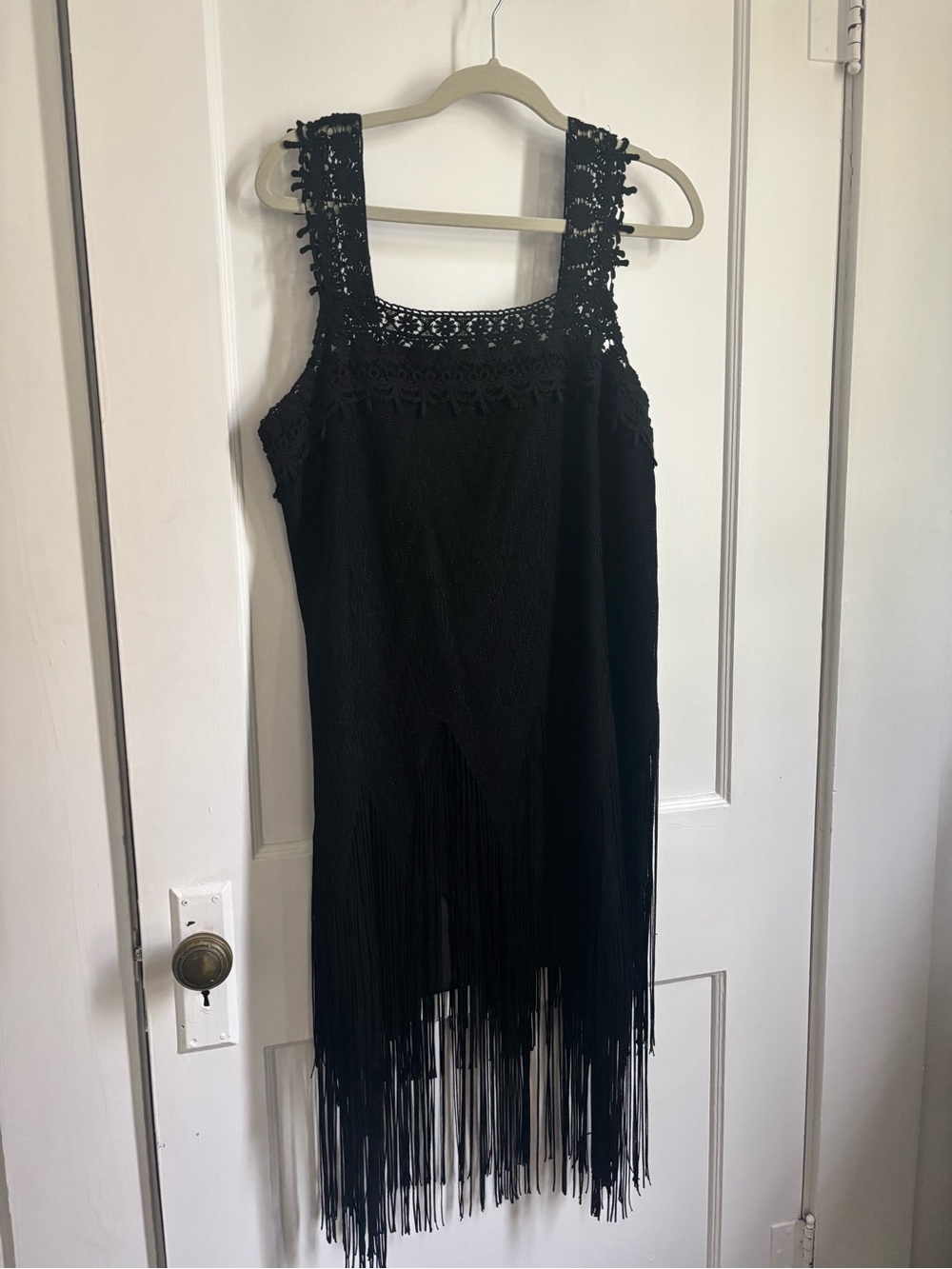 2000s Anna Sui Boho Crochet Fringe Dresse - Picture 2 of 10